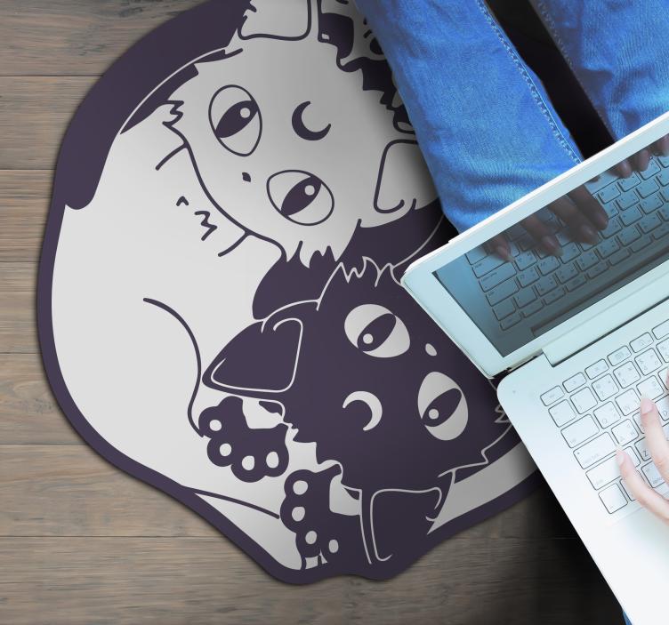 Playful Cat Duo kids vinyl carpet - TenStickers