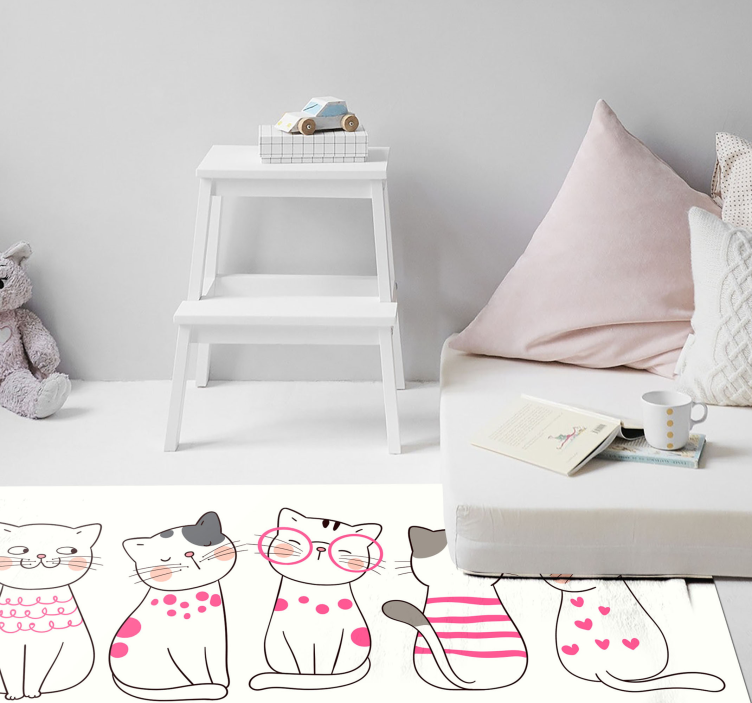 Playful Cat Illustrations kids vinyl carpet - TenStickers