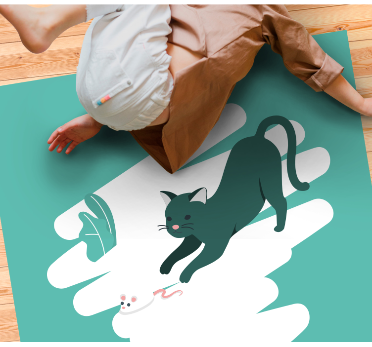 Playful Cat Pursuit bedroom vinyl carpet - TenStickers