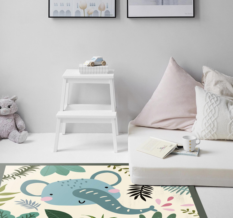 Elephant illustration nursery vinyl carpet - TenStickers