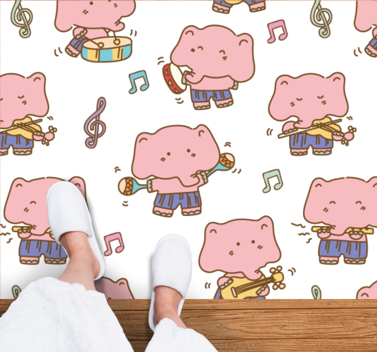 Playful Elephant Musicians kids vinyl carpet - TenStickers