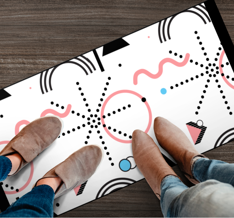 White geometric pattern modern vinyl carpet - TenStickers