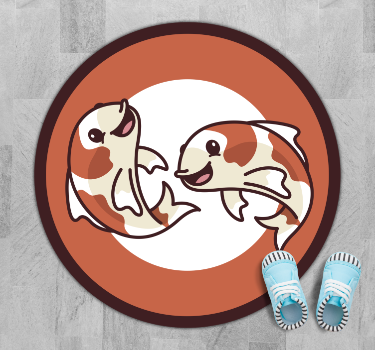 Playful Koi Circle animal vinyl carpet - TenStickers