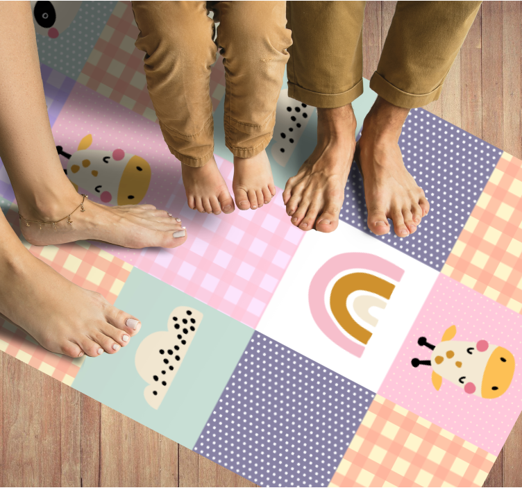 Playful patchwork kids vinyl carpet - TenStickers
