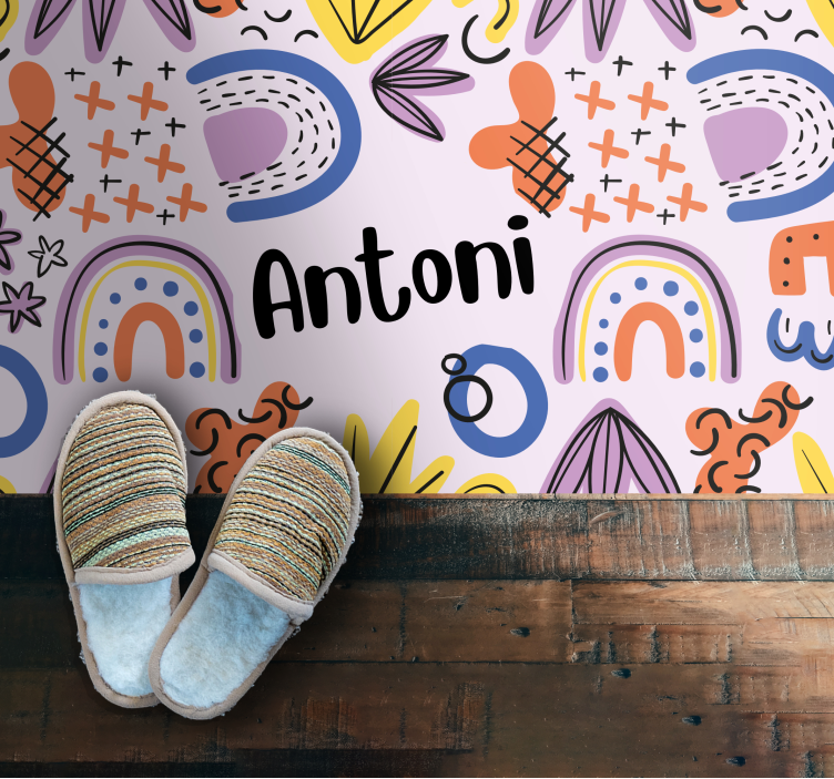 Nordic geometric with name kids vinyl carpet - TenStickers