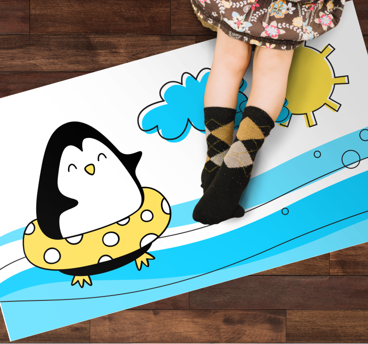 Playful Penguin Illustration kids vinyl carpet - TenStickers