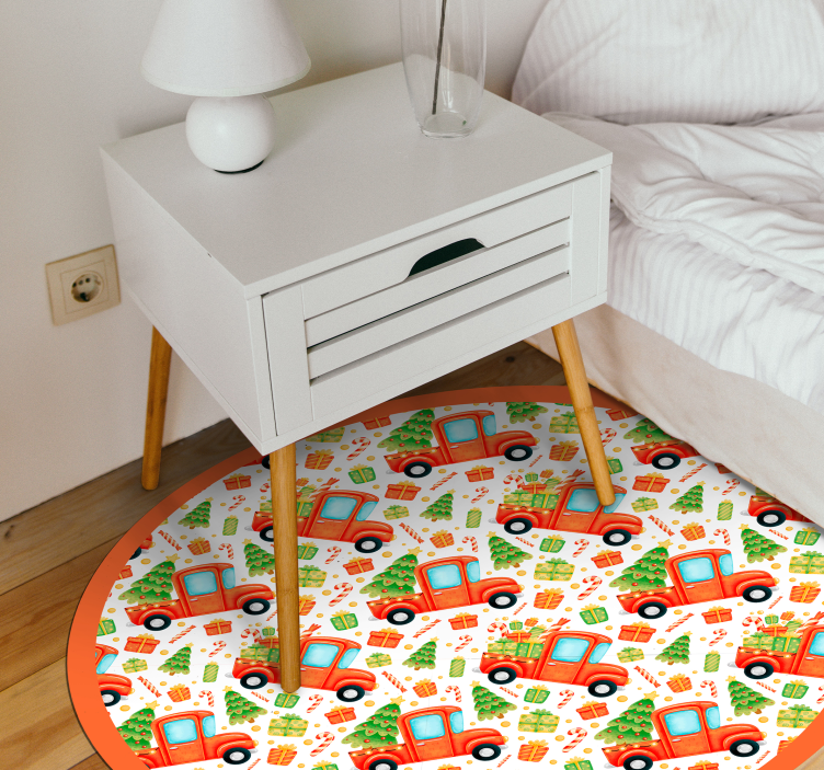 Playful Transport Circle kids vinyl carpet - TenStickers