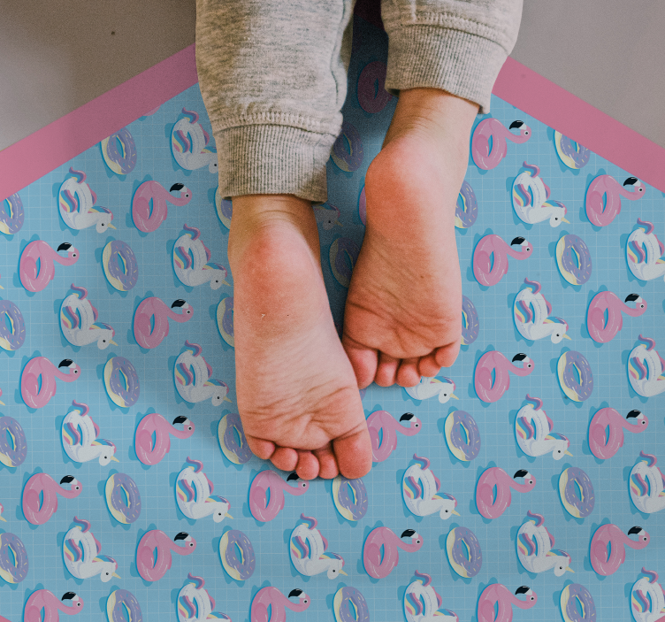 Playful Unicorn Hexagon kids vinyl carpet - TenStickers