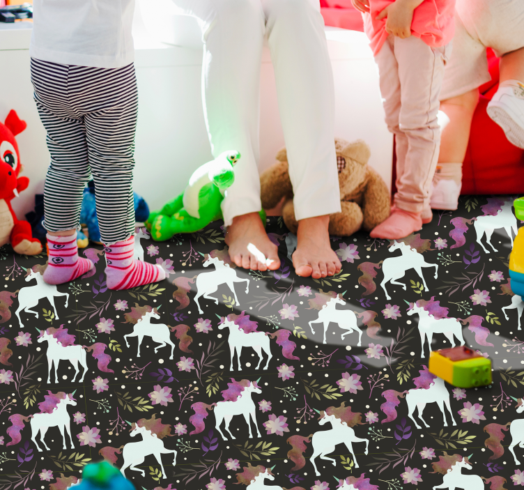 Playful Unicorn Motif kids vinyl carpet - TenStickers