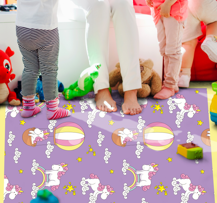 Playful Unicorn Pattern kids vinyl carpet - TenStickers
