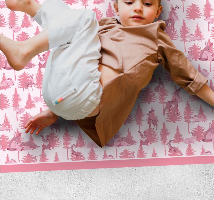 Playful Woodland Scene nursery vinyl carpet - TenStickers