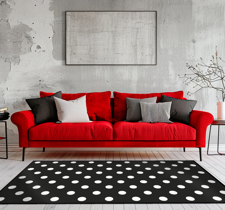 Polka dot pattern black vinyl carpet - TenStickers