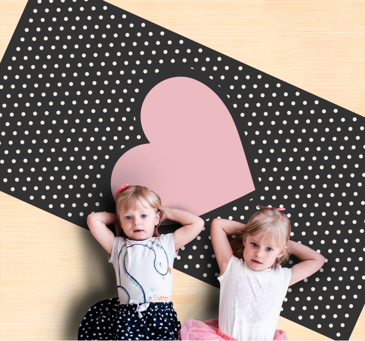 Polka Heart Accent kids vinyl carpet - TenStickers