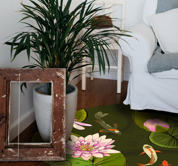 Pond Fauna Illustration floral vinyl carpet - TenStickers