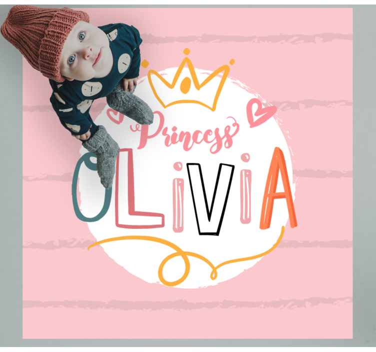 Crowned princess with name kids vinyl carpet - TenStickers