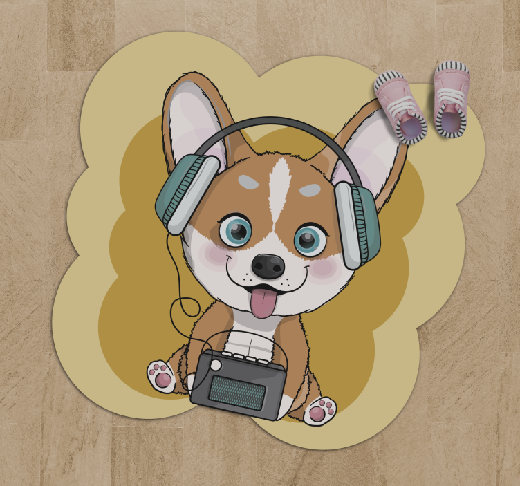 Puppy Headphones Illustration kids vinyl carpet - TenStickers