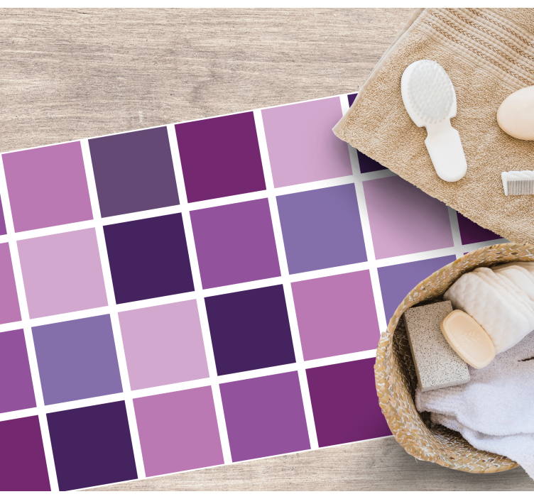 Purple color grid bathroom vinyl carpet - TenStickers