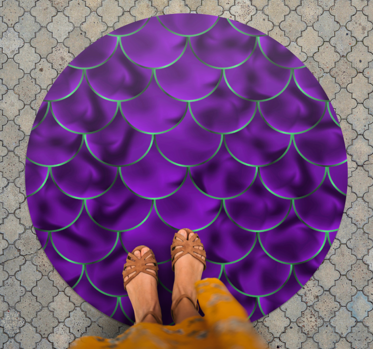 Circular vinyl carpet with purple scallop design - TenStickers