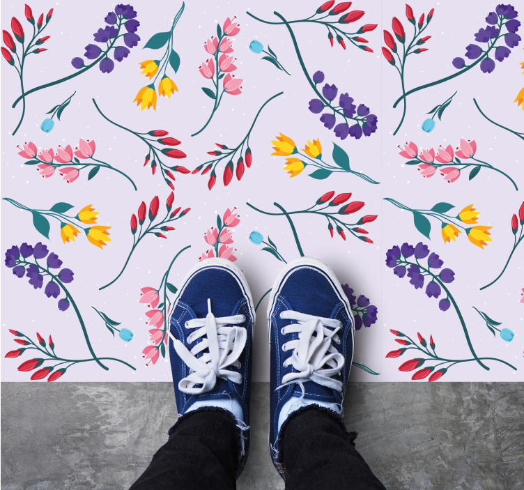 Purple subtle pattern floral vinyl carpet - TenStickers