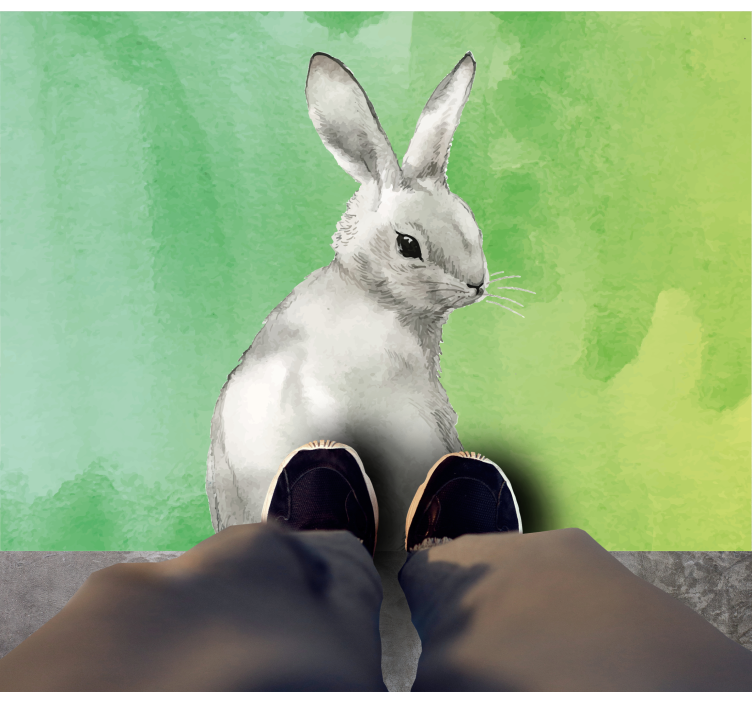 Rabbit green background animal vinyl carpet - TenStickers