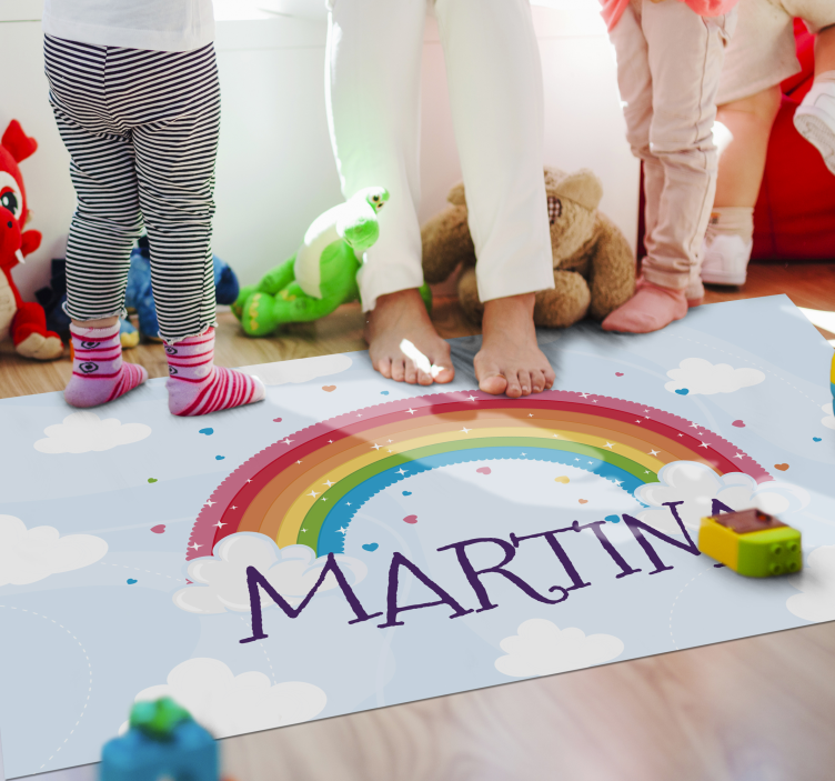 Rainbow custom name kids vinyl carpet - TenStickers