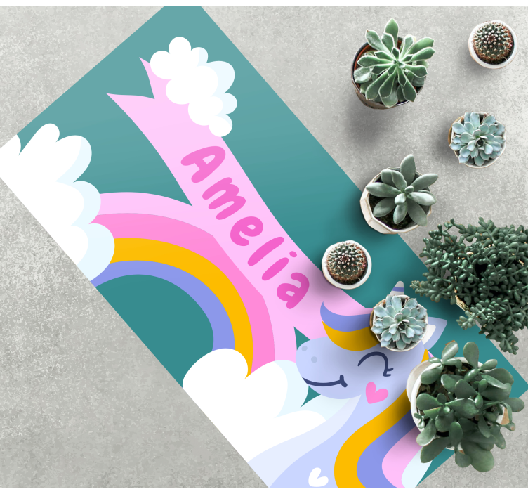 Rainbow unicorn costum kids vinyl carpet - TenStickers