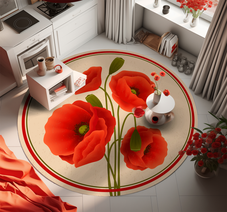 red poppies floral vinyl carpet - TenStickers