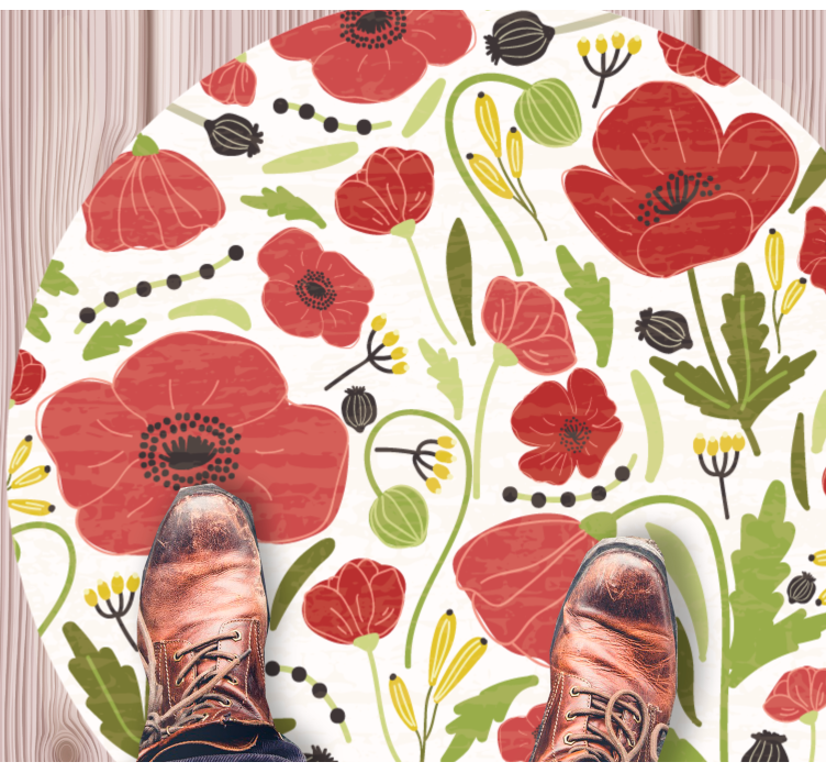 Red Poppy Blossoms floral vinyl carpet - TenStickers