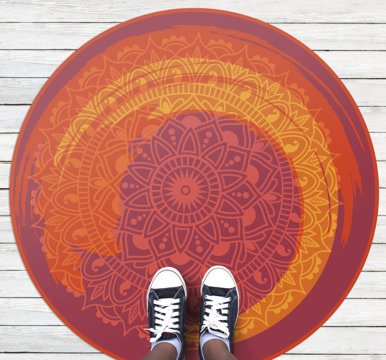 Red radiant motif mandala vinyl carpet - TenStickers