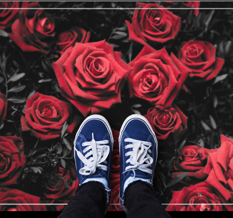 Realistic red roses design floral vinyl carpet - TenStickers