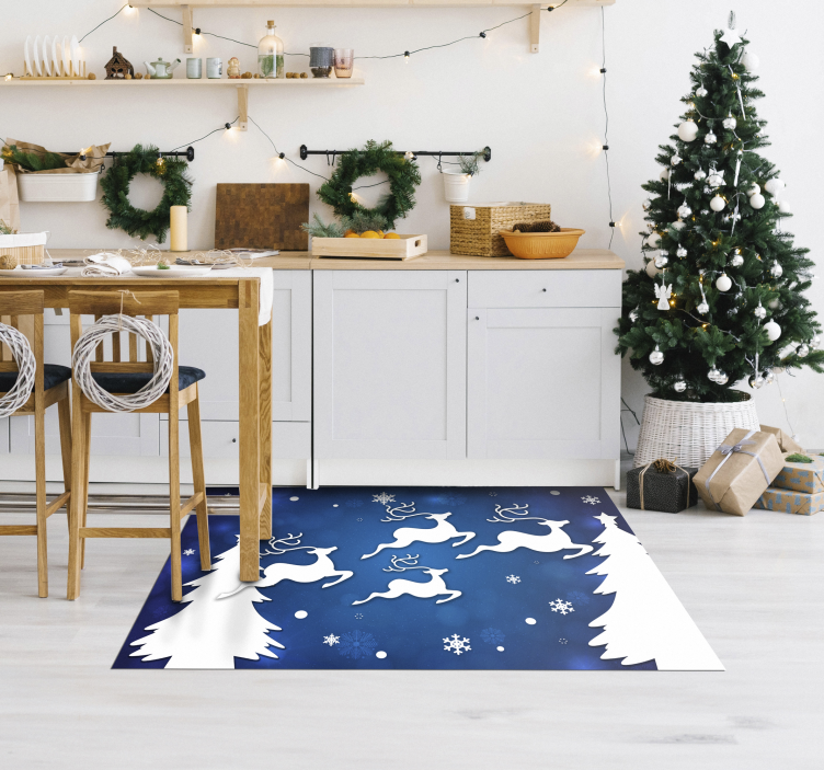 Reindeer flying Christmas rug - TenStickers
