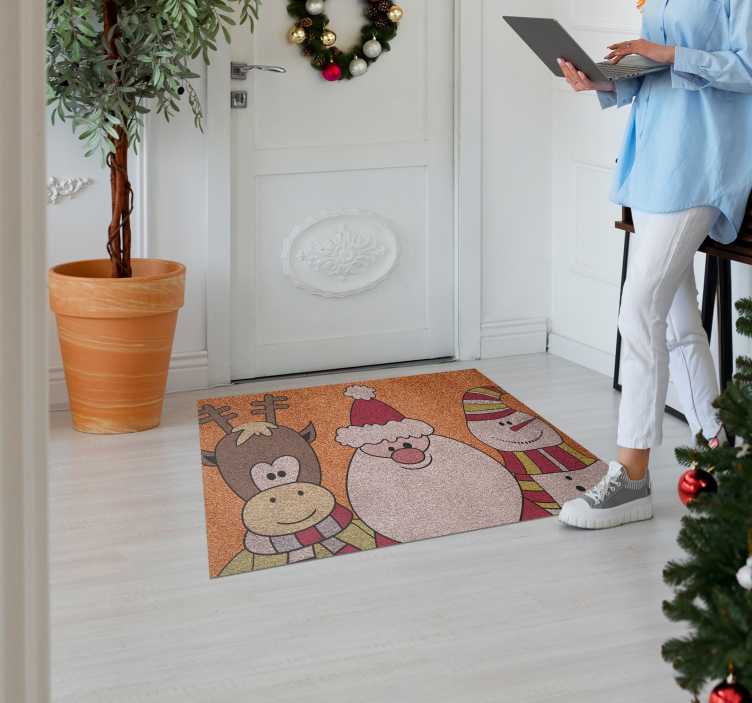 reindeer Santa and snow man Christmas vinyl carpet - TenStickers