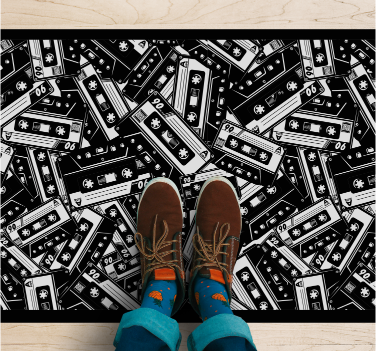Retro Cassette Pattern teen vinyl carpet - TenStickers
