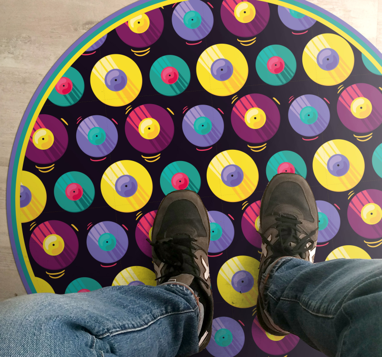 Retro Discs Composition game vinyl carpet - TenStickers
