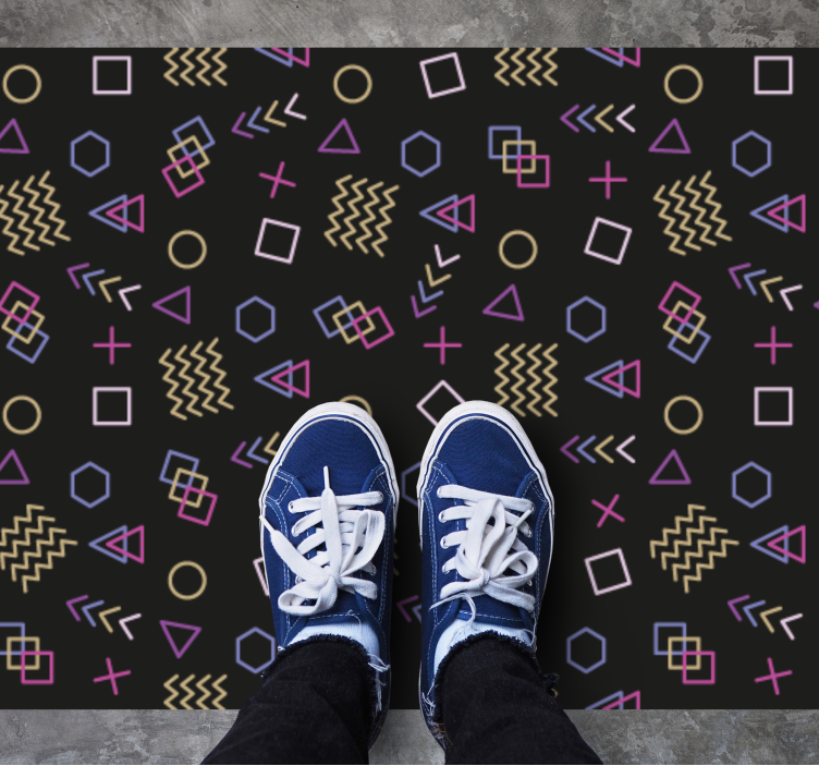 Retro Geometric Shapes vintage vinyl carpet - TenStickers