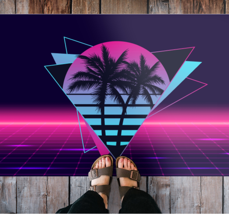 Retro Neon Palms vintage vinyl carpet - TenStickers