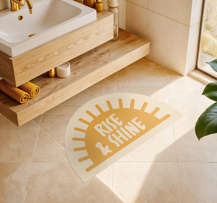 "Rise and shine" text bathroom vinyl carpet - TenStickers