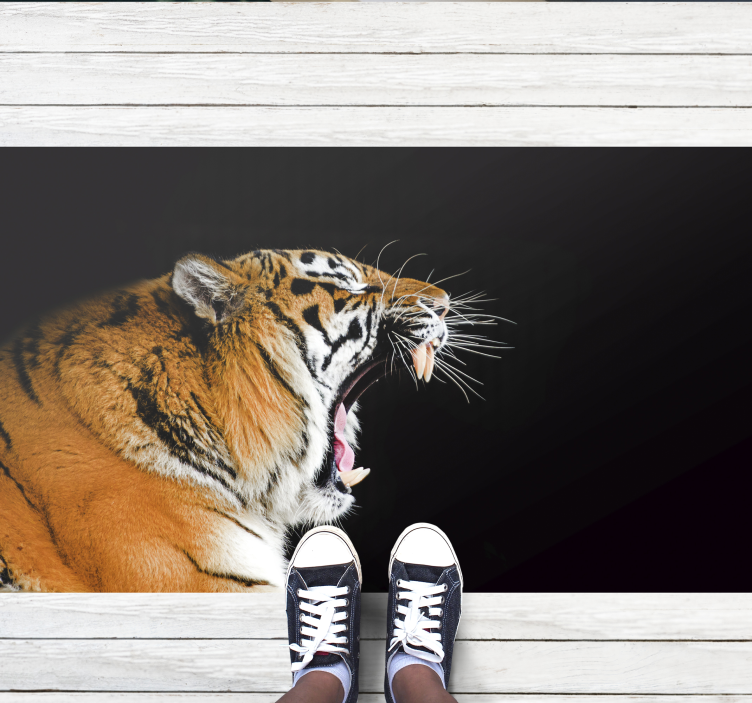 Roaring tiger face animal vinyl carpet - TenStickers