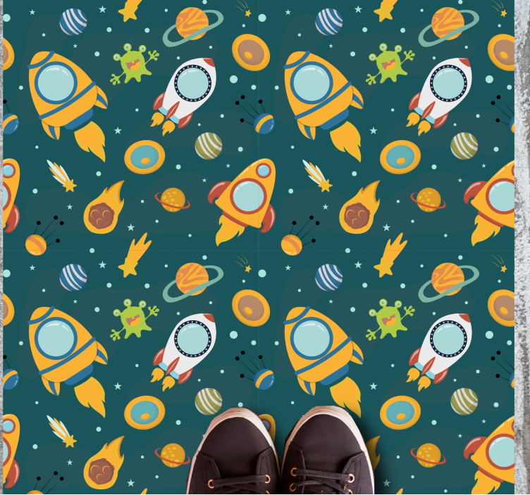 Rocket space adventure star vinyl carpet - TenStickers