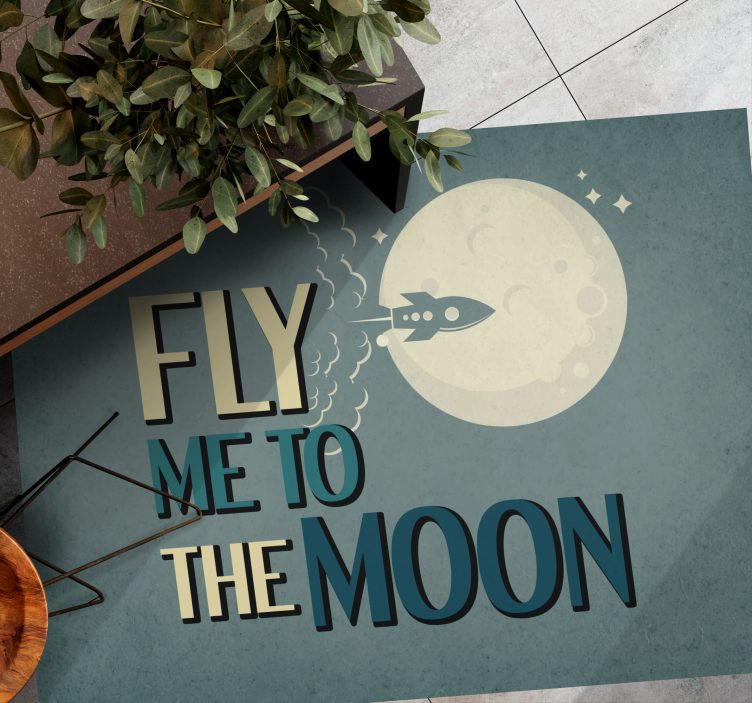 Rocket to Moon minimalist vinyl carpet - TenStickers