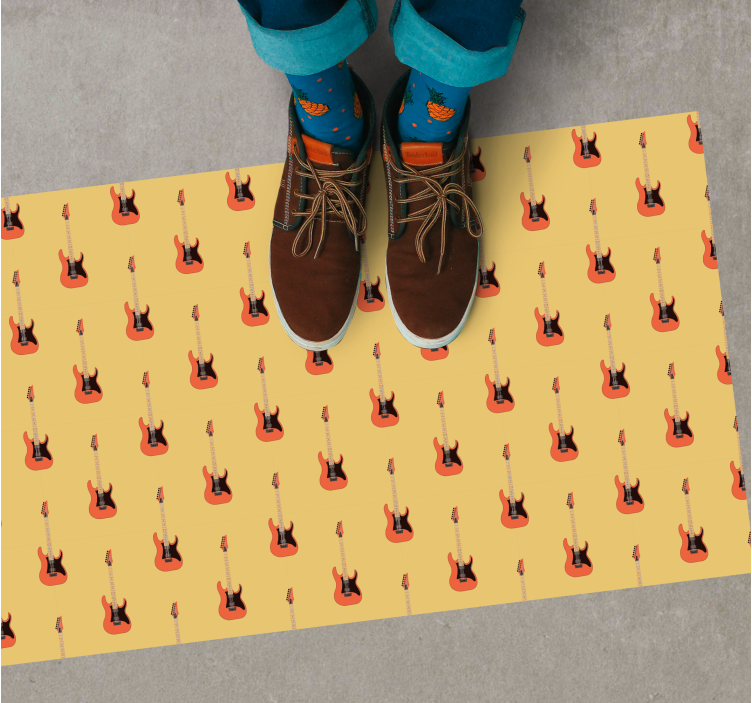 Rocking Guitar Pattern teen vinyl carpet - TenStickers