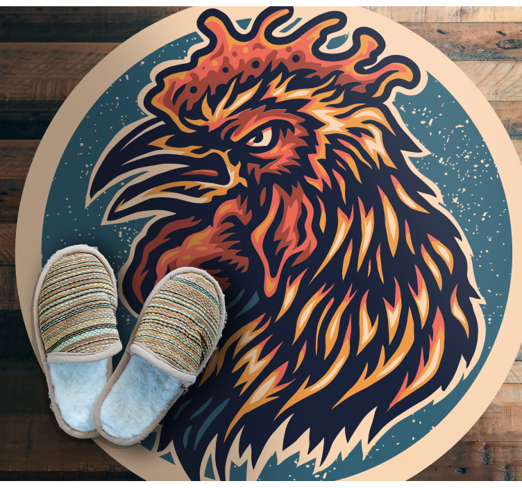 Rooster Head Illustration teen vinyl carpet - TenStickers