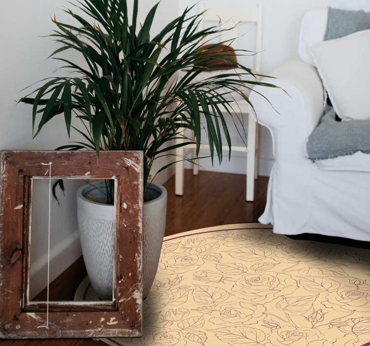 Rose Pattern Round floral vinyl carpet - TenStickers