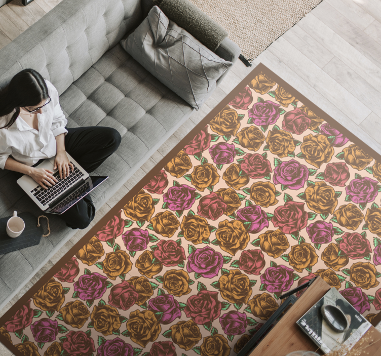 Rose Patterned floral vinyl carpet - TenStickers