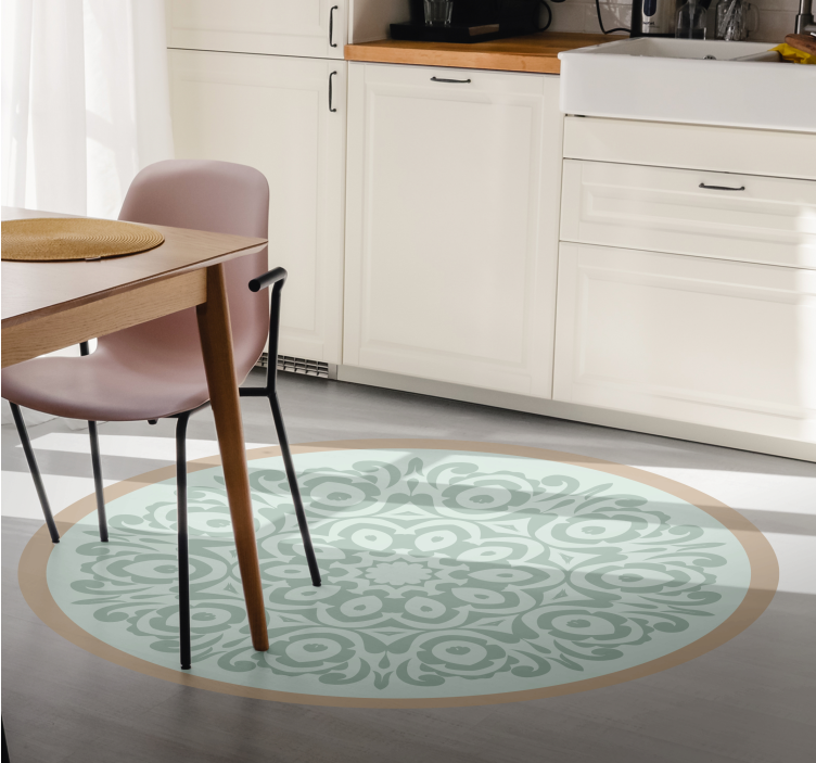 Round Botanical Arrangement mandala vinyl carpet - TenStickers