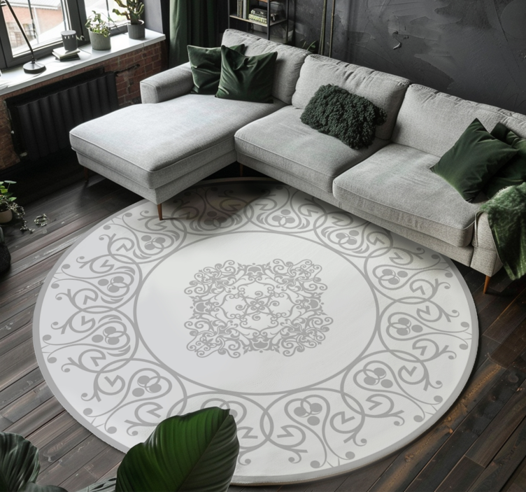 round damask white vinyl carpet - TenStickers