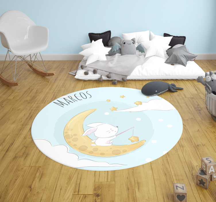 Personalizable vinyl rug with moon and stars - TenStickers