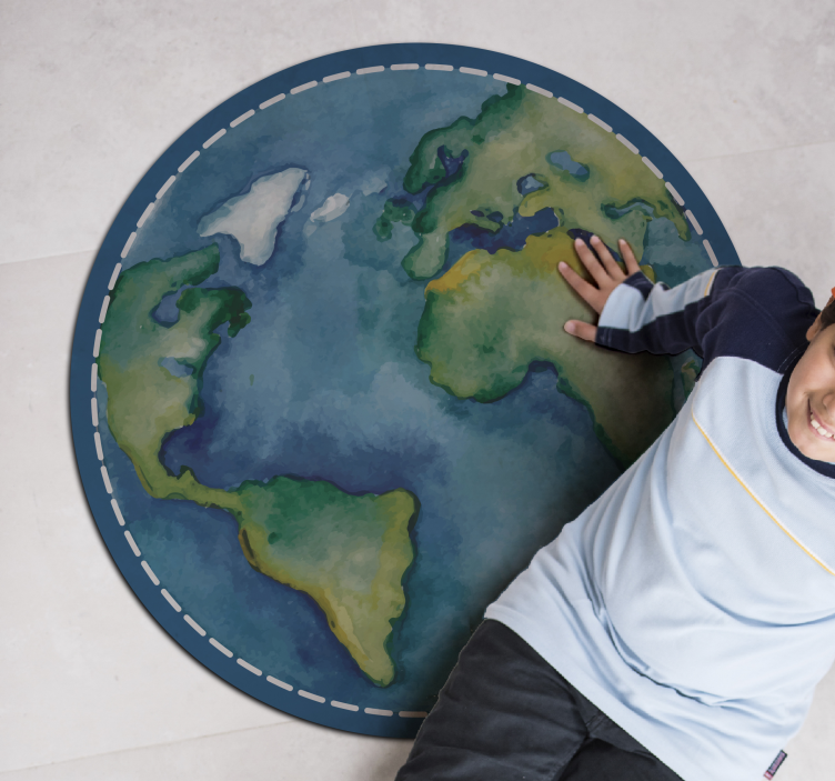 Round rug carpet the earth world map rug - TenStickers