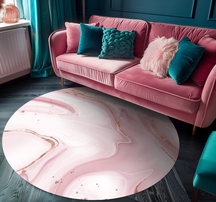 Round shaped pink & white colors marble vinyl carpet - TenStickers