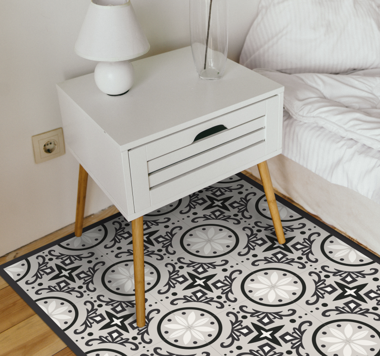 Geometric ornate design bedroom vinyl carpet - TenStickers